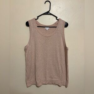 J.Jill Women’s L Sleeveless Knit Sweater Tank Cotton Blend Blush Beige